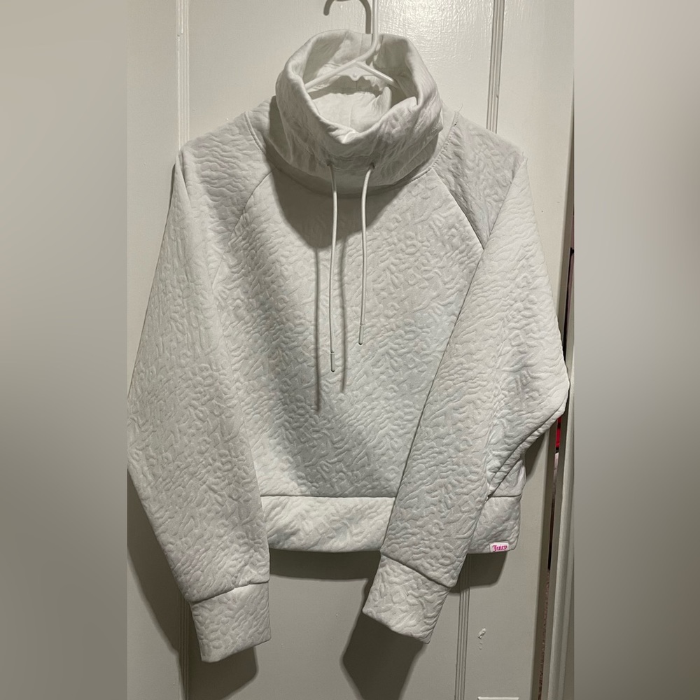 JUICY COUTURE White Quilted Crop Pullover Top Sweater Medium